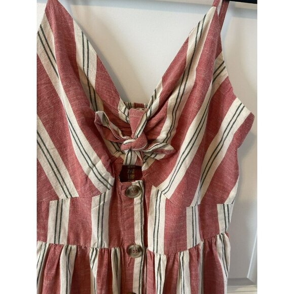 Japna Striped Dress Womens M Button Boho Beach Midi Coastal Vacation Resort - Picture 4 of 4